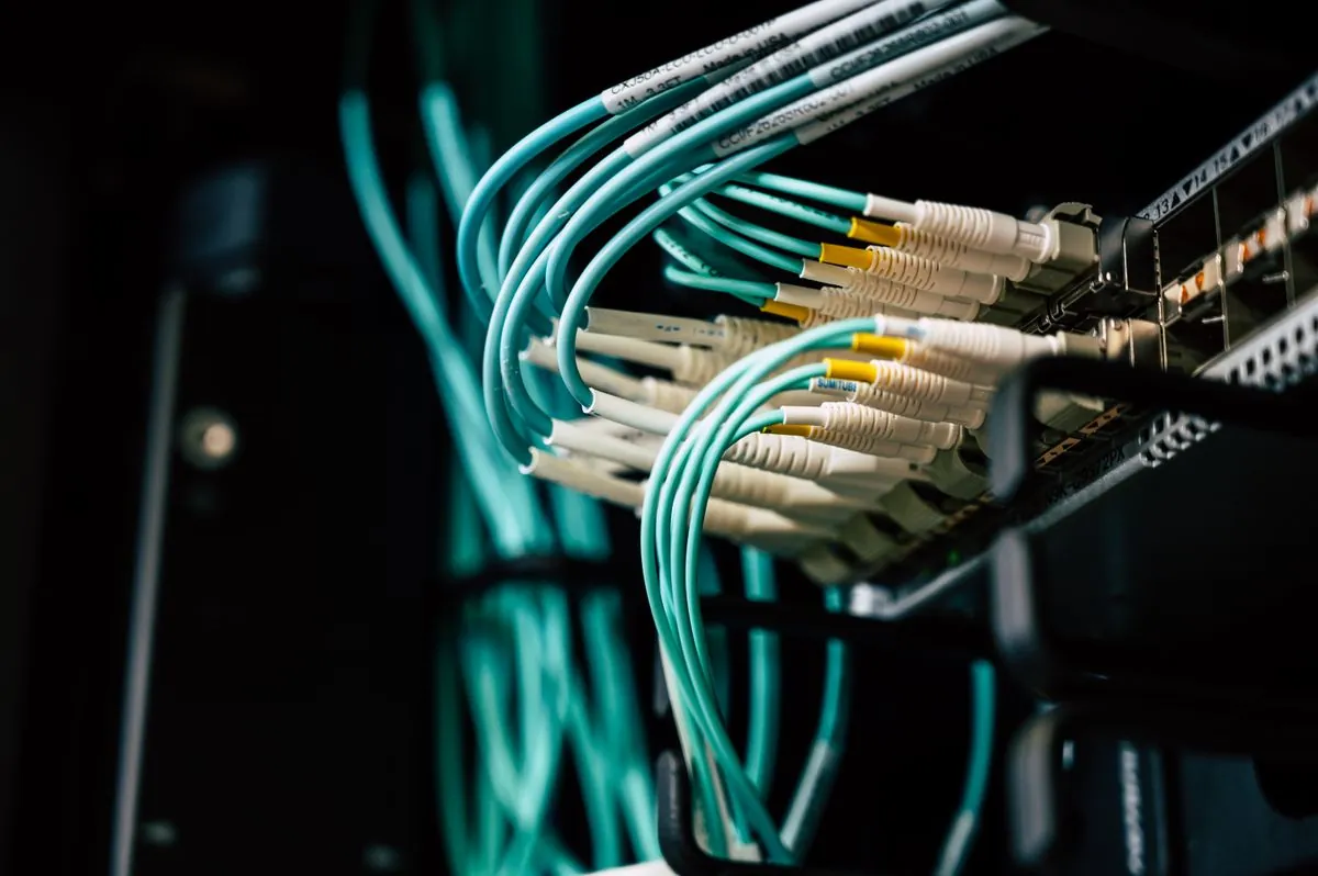 Representative stock photograph of server network connections
