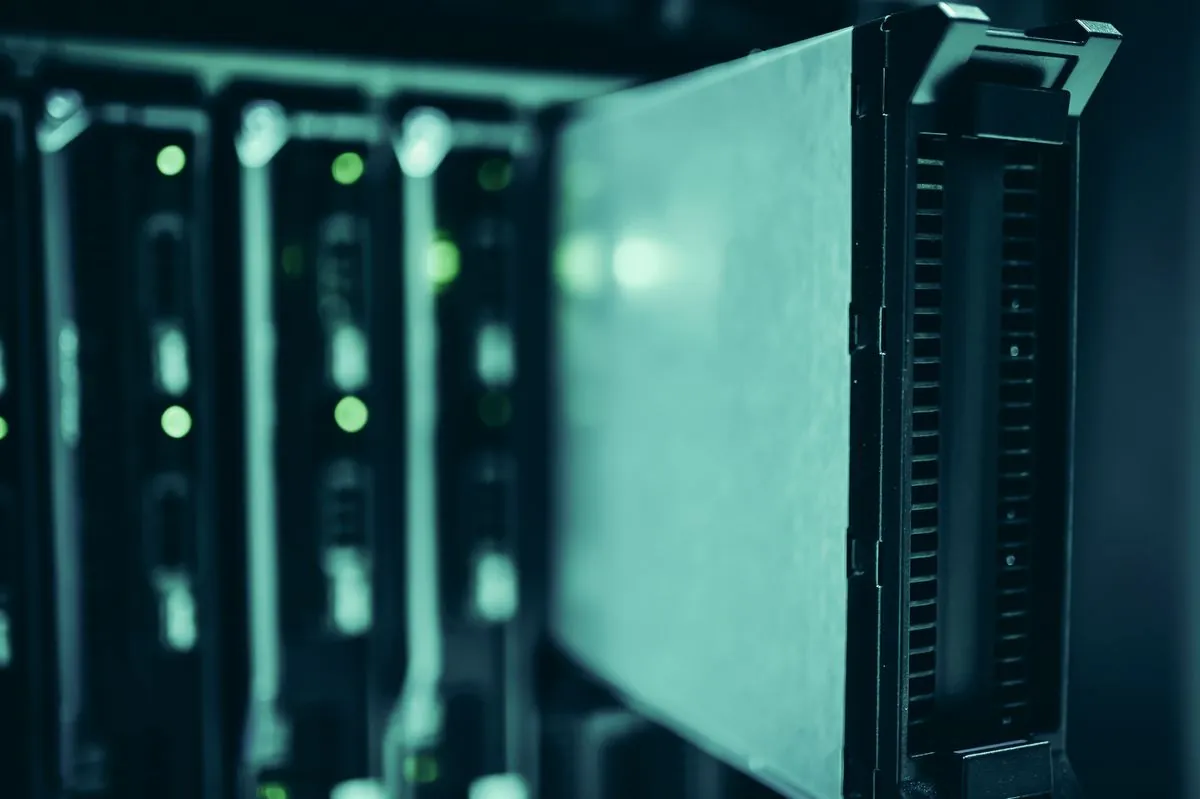 Representative stock photograph of data centre server racks